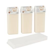 Beauty Image Vaško Kasetė su Riedėjimo Galvute Kokosas 110ml (3 vnt.) ir depiliacijos popierius