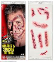 Laikinos tatuiruotės Susiūtos žaizdos, raudonos, 10 vnt.