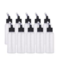 10pcs 65ml Airbrush Paint Bottle Jars Dual Action Siphon Feed Air Brush Airbrushing Accessories with 4pcs Funnel Scale
