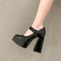 Women's Super High Heels French Thick Heel Mary Jane Shoes 2025 New Waterproof Platform Super Single Shoes 35