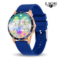 LIGE Naujas vyriškas išmanusis laikrodis Bluetooth skambutis Atsparus vandeniui Nerūdijančio plieno dirželis Išmanusis laikrodis Širdies ritmo, miego, sveikatos monitorius Sportinis laikrodis silicone strap juoda