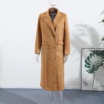 Suede Lapel Coat Moteriškas Vėjui atsparus ir Šiltas Tiesaus kirpimo Paltas Elegantiškas Britiško Stiliaus Kasdienis Viršutinis Drabužis Ruduo/Žiema 2025 S ruda