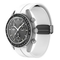 2025 Silikoninis dirželis Omega X Swatch Bendram MoonSwatch Planet Watch Apyrankei Metalinis magnetinis užsegimas Apyrankės Pakeitimas 20MM balta