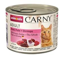 Animonda Carny Adult visavertis šlapias pašaras suaugusioms katėms, jautiena, kalakutiena ir krevetės, konservai, 200g