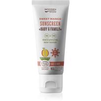 WoodenSpoon Baby & Family Sweet Mango apsaugos nuo saulės losjonas visai šeimai, SPF 50 100 ml