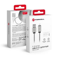 FORCELL F-ENERGY Metal C236 USB A į Lightning laidas 2,4A 12W 2 m sidabrinis