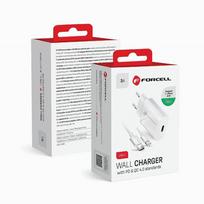 FORCELL F-ENERGY TFK-TC-20WPD kelioninis įkroviklis Type C + Type C į Lightning kabelis PD QC4.0 3A 20W baltas