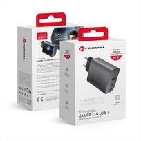FORCELL F-ENERGY GaN VT-42B kelioninis įkroviklis 2 x Type C + USB A PD QC4.0 4A 65W pilkas