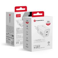 FORCELL F-ENERGY Mini GaN III VT-36B kelioninis įkroviklis su 2 x Type C lizdais, PD QC4.0 45W baltas