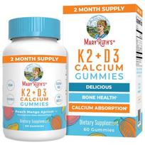 MaryRuth's K2 + D3 Calcium, Persikų-mango-abrikosų - 60 guminukų