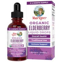 MaryRuth's Organic Elderberry Liquid Drops, Mėlynės + avietės - 30 ml