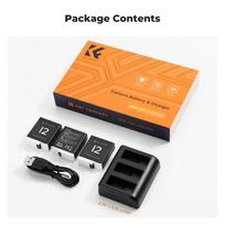 K&F Concept K&F GoPro Hero 12/11/10/9 sports camera battery 1730mAh,3 pack LED charger set