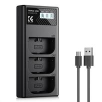 K&F Concept Canon LP-E6NH 3-pack Camera Charger with LCD Display/With Micro USB and Type-C cable
