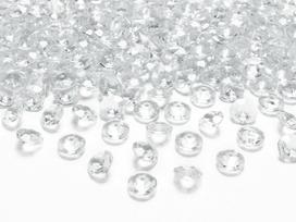 Stalo dekoracija kristalai 12 mm (1 pak / 100 vnt.), Bespalvis