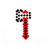 Šviečiantis ir grojantis Minecraft stiliaus kirvis - raudonas