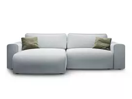 Left Corner Sofa With Bed Function And Box, "Victor", 3 Seats, 246x148x83, Light Grey