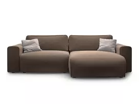 Velvet Right Corner Sofa With Bed Function And Box, "Victor", 3 Seats, 246x148x83, Chocolate