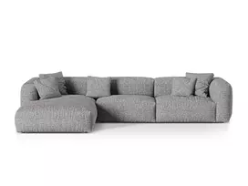 Boucle Modular Left Corner Sofa, "Martina", 3 Seats, 330x176x75, Graphite