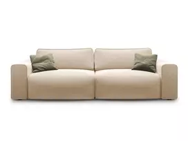 Velvet Sofa With Bed Function And Box, "Victor", 3 Seats, 246x100x83, Nude