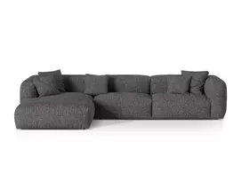 Boucle Modular Left Corner Sofa, "Martina", 3 Seats, 330x176x75, Anthracite