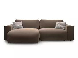 Velvet Left Corner Sofa With Bed Function And Box, "Victor", 3 Seats, 246x148x83, Chocolate
