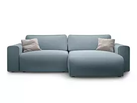 Right Corner Sofa With Bed Function And Box, "Victor", 3 Seats, 246x148x83, Light Blue