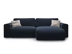 Velvet Right Corner Sofa With Bed Function And Box, "Victor", 3 Seats, 246x148x83, Blue