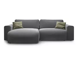 Velvet Left Corner Sofa With Bed Function And Box, "Victor", 3 Seats, 246x148x83, Dark Blue