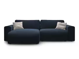 Velvet Left Corner Sofa With Bed Function And Box, "Victor", 3 Seats, 246x148x83, Blue
