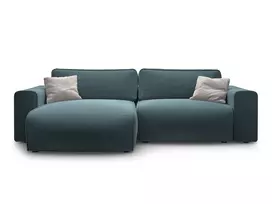 Velvet Left Corner Sofa With Bed Function And Box, "Victor", 3 Seats, 246x148x83, Grey