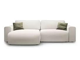 Left Corner Sofa With Bed Function And Box, "Victor", 3 Seats, 246x148x83, Light Beige