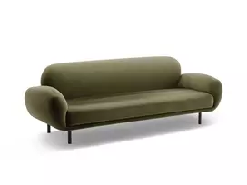 Velvet Sofa, "Poppy", 3 Seats, 208x72x82, Light Green