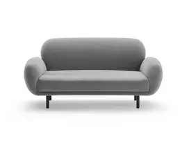 Velvet Sofa, "Poppy", 2 Seats, 148x72x82, Light Grey