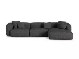 Boucle Modular Right Corner Sofa, "Martina", 3 Seats, 370x176x75, Anthracite