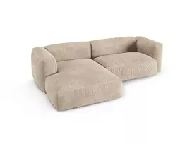 Velvet Modular Left Corner Sofa, "Martina", 2 Seats, 280x176x75, Light Beige