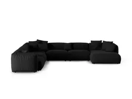 Modular Left Corner Sofa, "Martina", 6 Seats, 420x330x75, Black