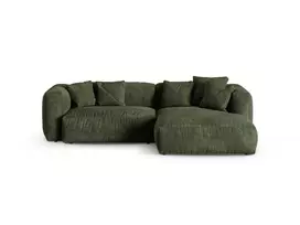 Velvet Modular Right Corner Sofa, "Martina", 2 Seats, 280x176x75, Green