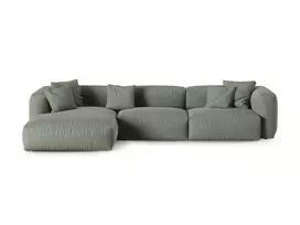 Modular Left Corner Sofa, "Martina", 3 Seats, 370x176x75, Moss Green