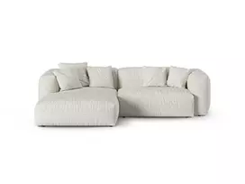 Boucle Modular Left Corner Sofa, "Martina", 2 Seats, 280x176x75, Grey Beige Melange