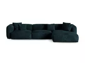 Velvet Modular Right Corner Sofa, "Martina", 3 Seats, 370x176x75, Deep Petrol