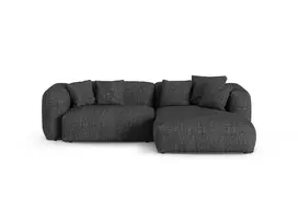 Boucle Modular Right Corner Sofa, "Martina", 2 Seats, 280x176x75, Anthracite