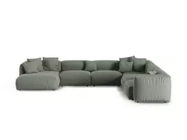 Modular Right Corner Sofa, "Martina", 6 Seats, 420x330x75, Moss Green