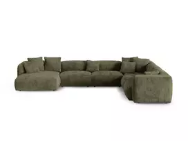 Modular Right Corner Sofa, "Martina", 6 Seats, 420x330x75, Moss Green