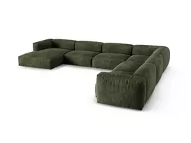 Velvet Modular Right Corner Sofa, "Martina", 6 Seats, 420x330x75, Green