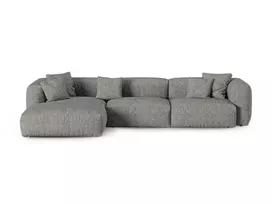 Boucle Modular Left Corner Sofa, "Martina", 3 Seats, 370x176x75, Graphite