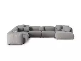 Modular Left Corner Sofa, "Martina", 6 Seats, 420x330x75, Light Grey
