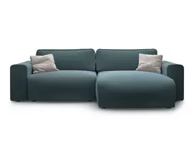 Velvet Right Corner Sofa With Bed Function And Box, "Victor", 3 Seats, 246x148x83, Grey