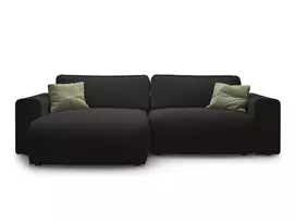 Left Corner Sofa With Bed Function And Box, "Victor", 3 Seats, 246x148x83, Black