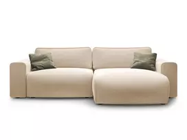 Velvet Right Corner Sofa With Bed Function And Box, "Victor", 3 Seats, 246x148x83, Nude