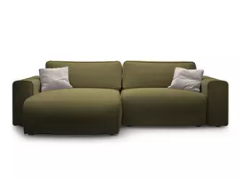 Left Corner Sofa With Bed Function And Box, "Victor", 3 Seats, 246x148x83, Green